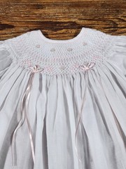 VTG Will’beth White Smocked Dress Delicate Rose Girl 24 Months Baptism Heirloom