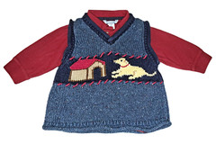 Boys vtg HARTSTRINGS Kitestrings boutique red polo shirt blue dog vest 2T outfit
