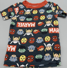 Marvel 18M Pajama Top Multicolor Graphic Print Short Sleeve Superhero Characters