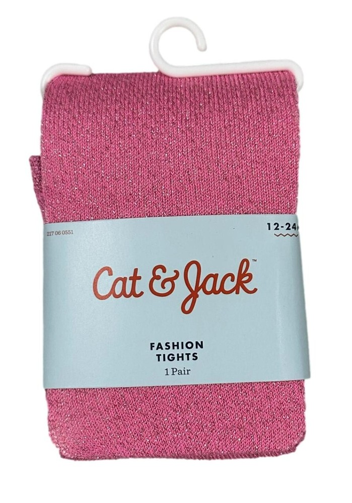 Baby Girls’ Sparkle Sweater Tights Opaque Mid Rise – Cat & Jack Pink 12-24M