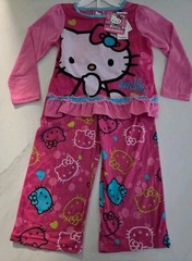 Hello Kitty Girls Pajama Set Size 4 Pink 2-Piece NWT Flame Resistant Top & Pants