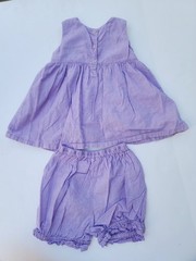 Vtg Y2K 90’s Small Steps Purple Embroidered Flower 2 Piece Dress Ruffle Short 2T
