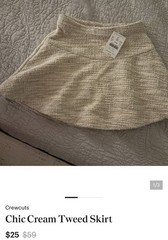Crewcuts Girls Cream Tweed A-Line Skirt Size 3T Zip Closure