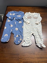 0-3 months Baby Lot Carter’s Footie pajamas Dinosaurs cookies striped 5 piece.