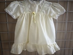 Vintage Embroidered Yellow Roses Baby Dress 18M 1960s Ruffled Frilly Cottage