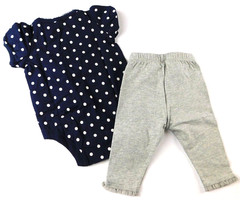 Gap Baby Girl Outfit Bodysuit Pants Navy Blue Gray Size 0-3M Polka Dot New