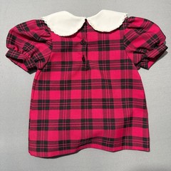 Toddler 2T Red Black Plaid Puff Sleeve Dress Peter Pan Collar Bow