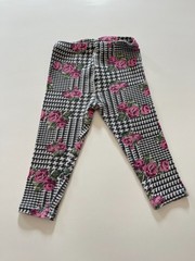 Unknown Brand Black & White Zig Zag Rose Leggings 12M