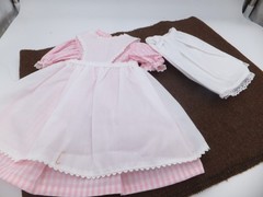 American Girl Doll Style Pinafore Dress Bloomers Hand Made Pink Checked 3 pc NEW