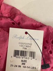 NWT Ralph Lauren Baby Girls Pink Eyelet Ruffle Open Back Romper Size 3M