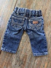 Wrangler Baby Jeans 0-3 Months Blue Cowboy Denim Straight Leg Button Western