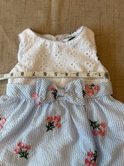 Rare Editions Girls Dress 24M Blue Seersucker Floral Embroidered Easter Party