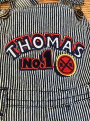 Vintage Kids Thomas the Tank Engine Denim Overalls Embroidered Trains Size 24M