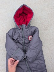iXtreme Hooded Insulated Fleece Lined Full Zip Snowsuit Gray/Red 9/12M