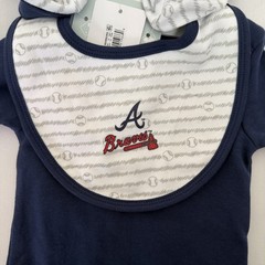 Atlanta Braves Baby Set 9M bodysuit Bib Booties MLB Infant Outfit New