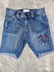 Old Navy Girls Denim Jean Shorts 3T Star Embroidered cut off USA America