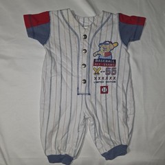 Baby Baseball Romper 3–6 Months Striped Red Blue All Stars 55 Vtg