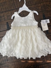 Couture Princess 18M Ivory Tulle Sleeveless Knee Dress Sequin Beaded Bow