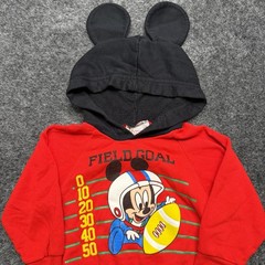 Vintage 80’s 90’s Disney Babies Mickey Football Red Hoodie Mickey Ears Size 2T