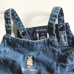 Ralph Lauren Denim Dress Baby 18-24 Months Embroidered Bear Pockets Snap Buttons