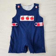 Apple smocked navy blue jon jon Busy Bees Smocks 18 months