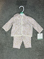 Little Planet by Carter’s Organic Baby Girl 2pc Floral Quilted Hooded Set – NB