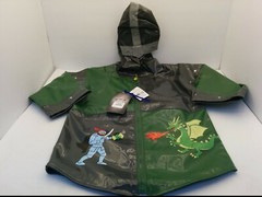 KIDORABLE DRAGON KNIGHT RAINCOAT, SIZE 3T, 100% POLYESTER, 100% NYLON LINING NNB