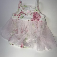 Laura Ashley 12 M Pink White And Green Floral One Piece With tulle