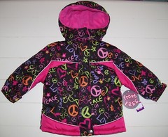 Girls Pink Platinum Hooded Love Heart Star Winter Coat Jacket Sz 12M