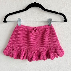 Vtg Gymboree Skirt Crochet Knit Ruffle Mini Pink Toddler Girls 3T 100% Cotton