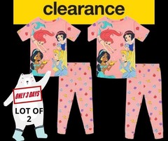LOT of 2 Disney Princess SIZE TODDLER 4T Toddler Snug Fit Two-Piece Sleep Set
