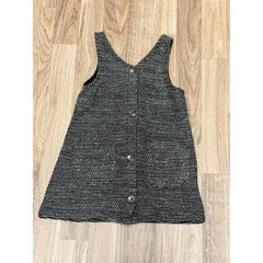 Zara Kids Girls Tweed Pinafore Dress Black White Metallic Button Front Size 2-3Y