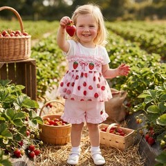 Toddler Baby Girl Summer Outfit Strawberry Bow Embroidered Straps Girls Tops …