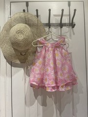 Blueberr boulevard Girls 12M Pink Floral Sleeveless A-Line Dress Bow Lined Zip