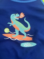 Sun Smart Dino Swim Shirt Rash Guard & Bucket Hat Kids Size M 2-4 Years UPF 50+