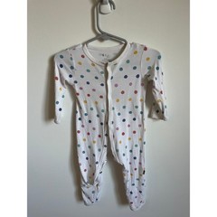 Kyte Baby Bamboo Snap Footie Romper White Multicolor Polka Dot 3-6 Months