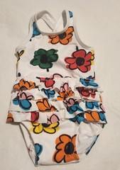 NWT Hanna Andersson Floral Print Ruffle Swimsuit 1PC 12-18 Months Baby Girl