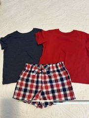 Toddler Patriotic 3 Piece Outfit Set: Red T-Shirt & Blue & Blue T-shirt & Shorts