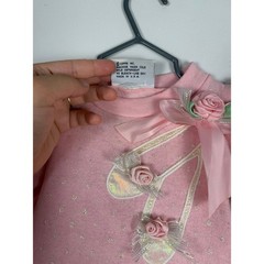 Vintage Tickle Me New York Pink Ballet Romper Rose Applique GlitteR MADE IN USA