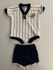 Vintage Louisville Slugger Baby 2pc Baseball Bodysuit & Shorts Set 3-6 Months