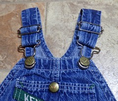 Vtg Key Imperial Blue Denim Toddler Overalls Kids Size 21×11 USA? Youth Bib Pant