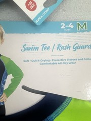 Sun Smart Dino Swim Shirt Rash Guard & Bucket Hat Kids Size M 2-4 Years UPF 50+