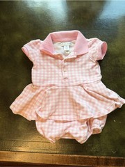 Ralph Lauren Light Pink Gingham Polo Romper with Peplum