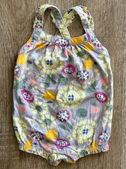 Tea Collection Bubble Romper Floral & Fruit Print Cotton Size 12-18m Ruffles