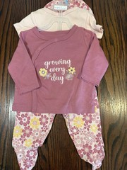 MiniBean 4 Pc Hearts Made with Love Set 3-6 Mos Pink Prints