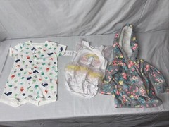 3 Pack – 1-Piece Baby Suits, Hooded Sweater 6 – 9 Months – PRE-OWNED NEW