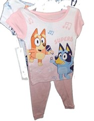Bluey Girls 24Months Pajama Set 4 Piece Short Sleeve 100% Cotton Graphic Print