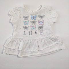 Bundles Baby Place Girls Top Sz 3-6M White Love Butterfly Ruffle Short Sleeve