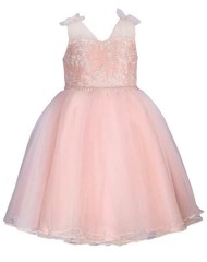 NWT Bonnie Jean Girls Embroidered Pink Ballerina Dress Size 3T Tulle Pearl Waist