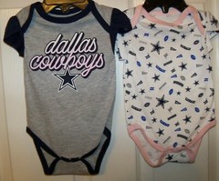 Dallas Cowboys Pink Set Of 2 Bodysuits One Piece Baby Infant Girls 9 Months NWT